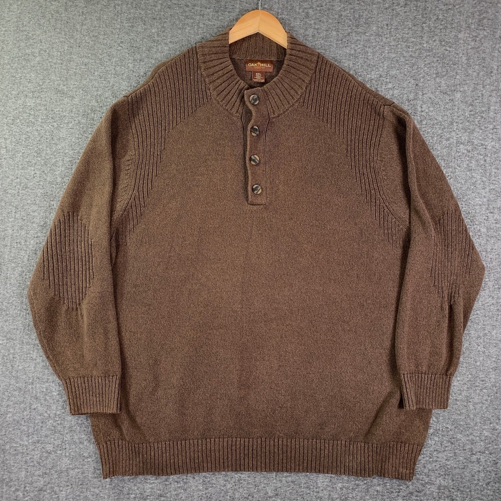 Oak Hill Knit Sweater Men 4XL Brown Pullover Cotton DXL Modern Oversize